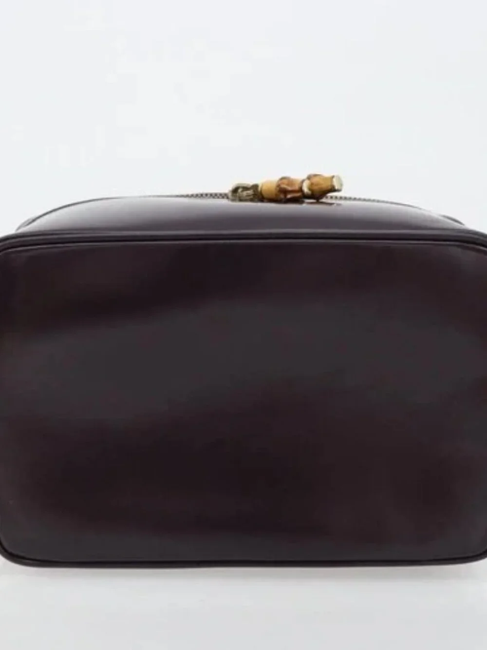 GUCCI Bamboo Vanity Hand Bag Patent leather Navy Gold 032 1956 0150 Auth 182446